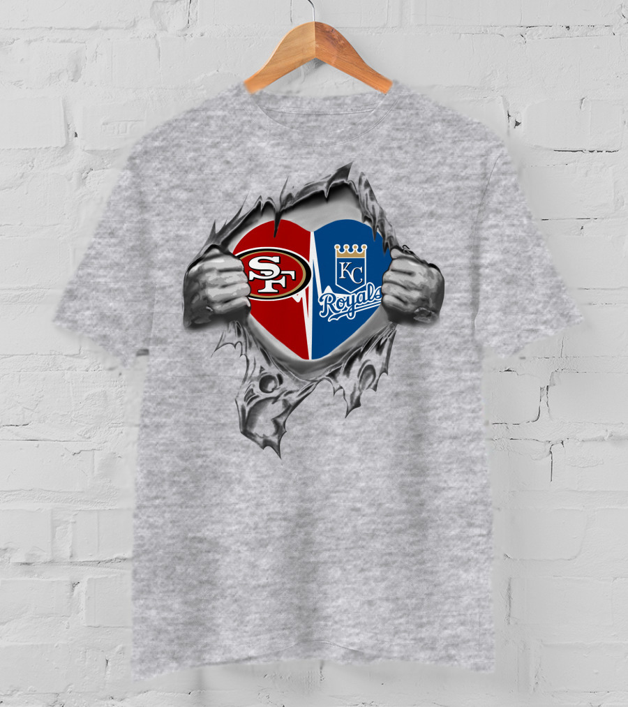 49ers San Francisco Kansas City Royals Heart Fans T-Shirt