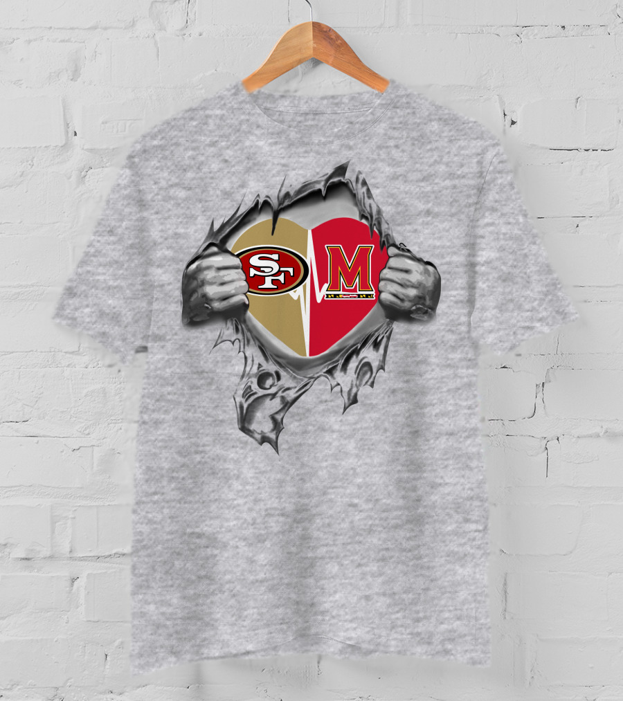 49ers Maryland Terrapins Heartbeat Loyalty T-Shirt