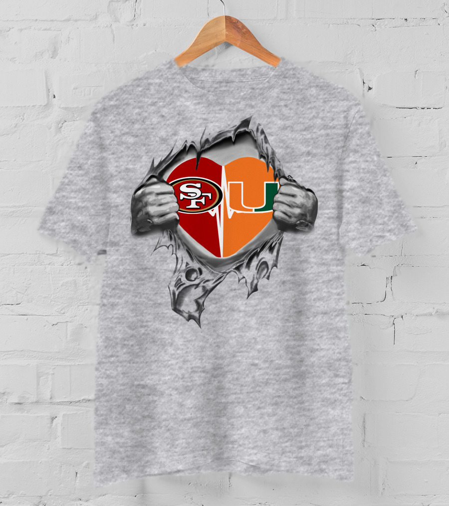 49ers Miami Hurricanes Sf Heart T-Shirt