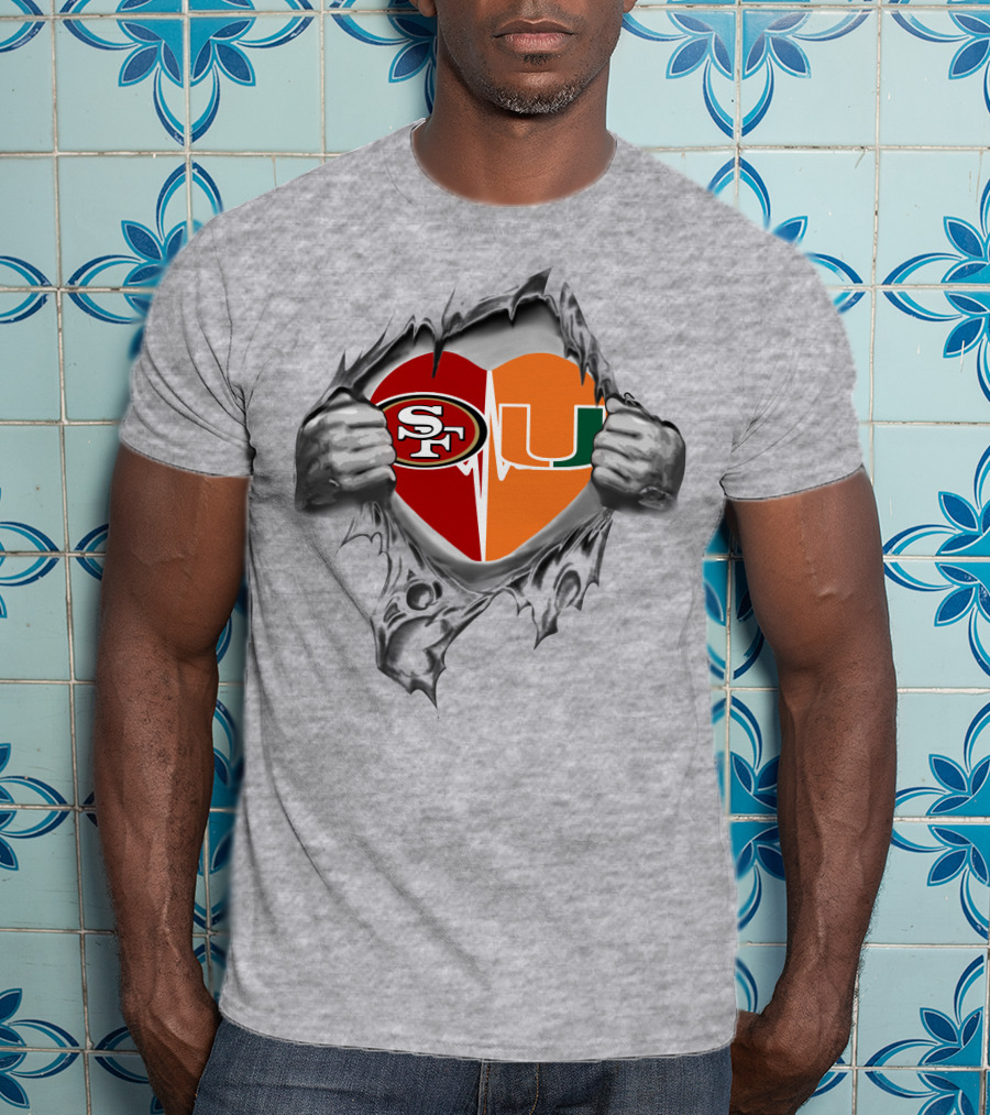 49ers Miami Hurricanes Sf Heart T-Shirt