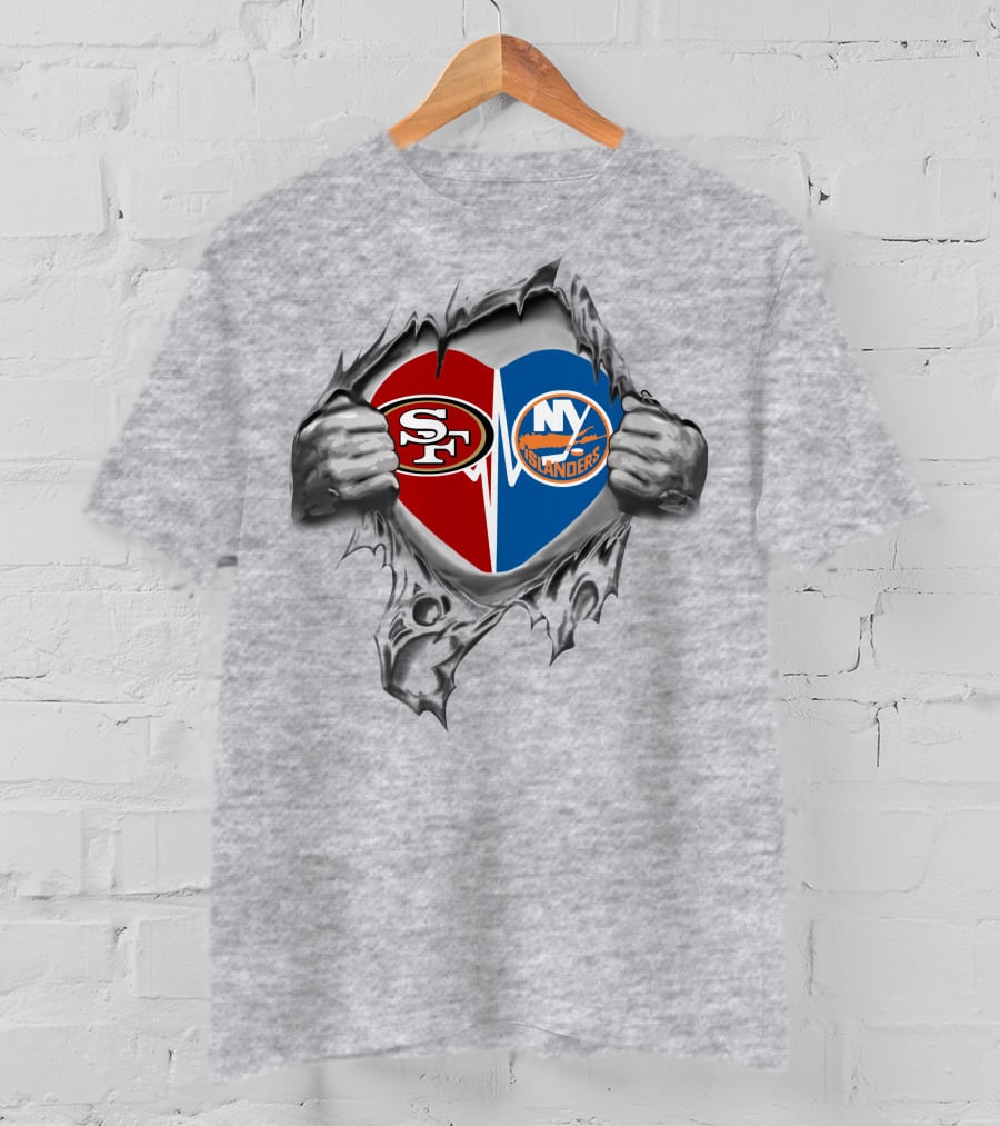 49ers New York Islanders Heart Dual Team Loyalty T-Shirt