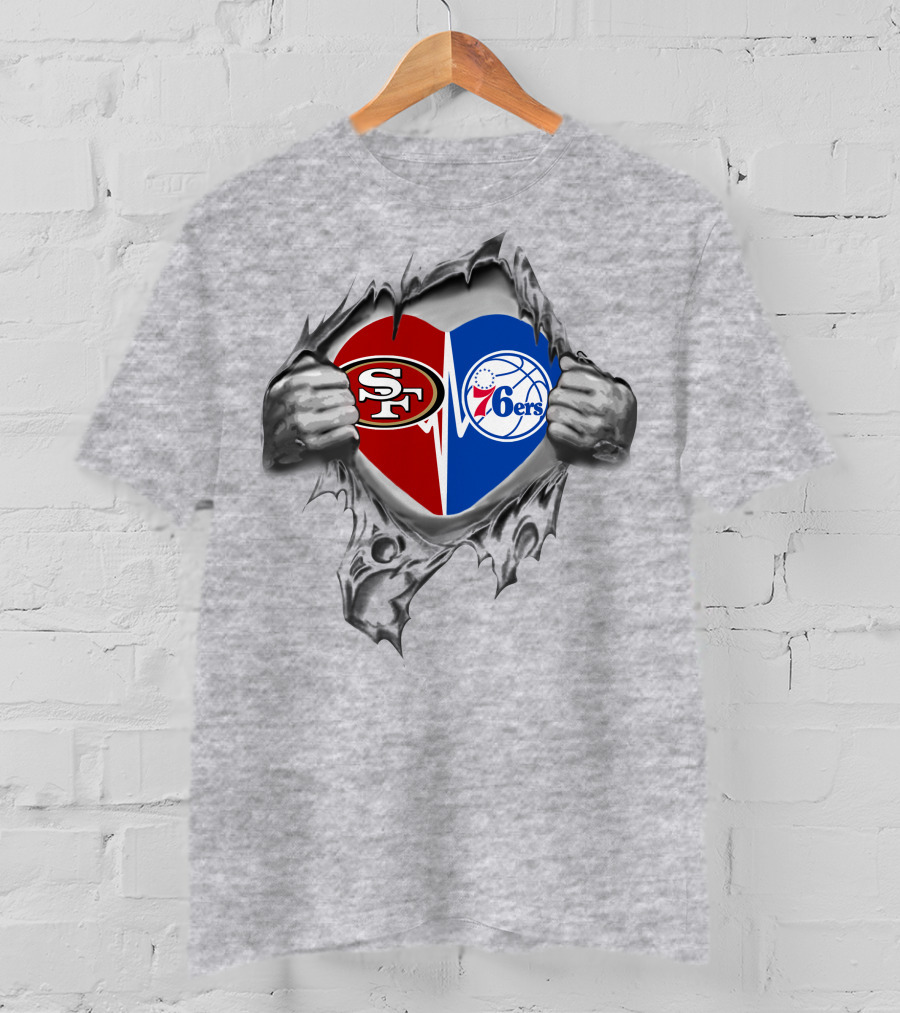 49ers 76ers Heart Showcasing Loyalty T-Shirt