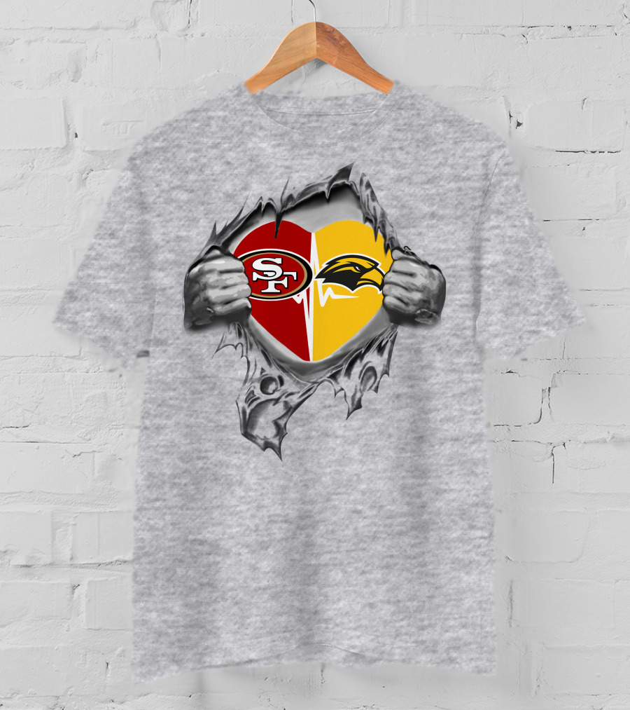 49ers Southern Mississippi Golden Eagles Heart T-Shirt