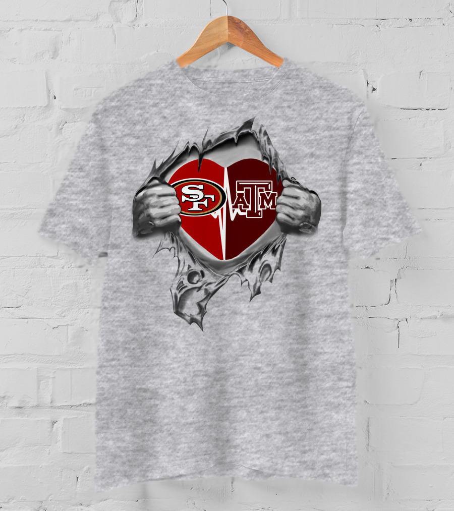 49ers Texas Am Aggies Heart T-Shirt