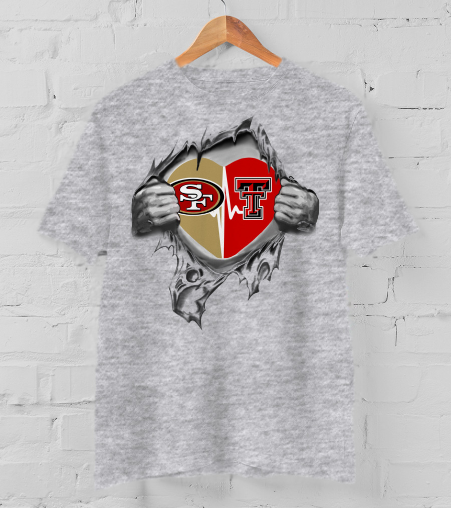 49ers Texas Tech Red Raiders Heart Logo Passion T-Shirt