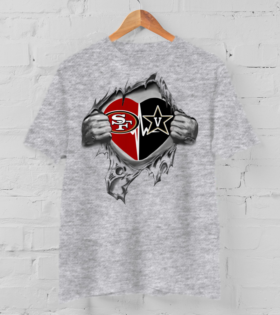 49ers Vanderbilt Commodores Heart Logo Combination T-Shirt