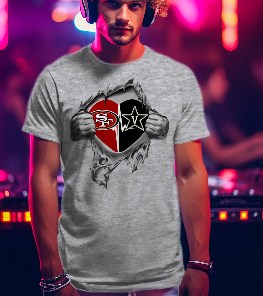 49ers Vanderbilt Commodores Heart Logo Combination T-Shirt