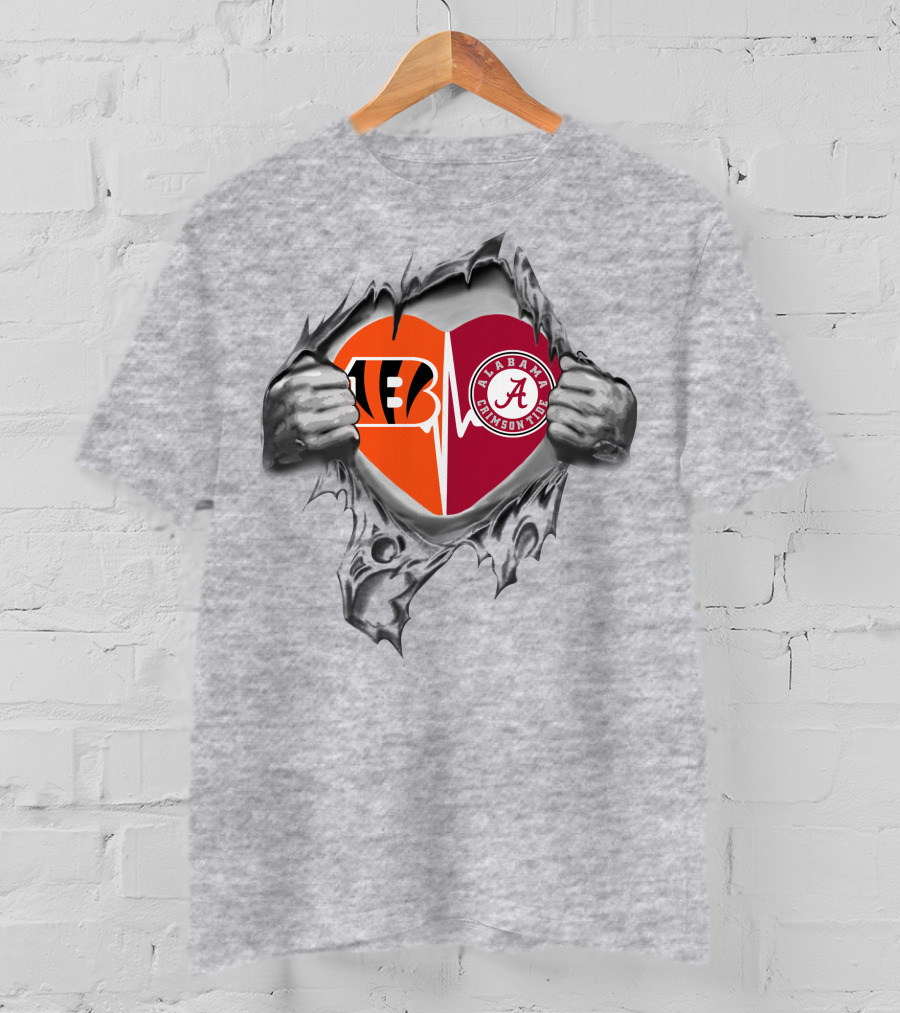 Bengals Alabama Crimson Tide Heart T-Shirt