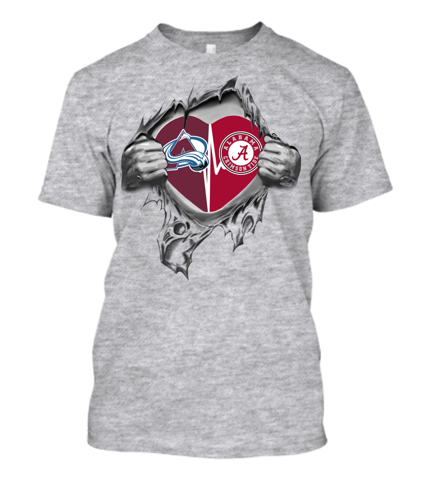 Colorado Avalanche Alabama Crimson Tide Heart Tear T-Shirt