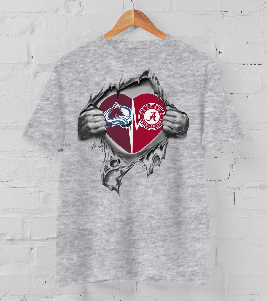 Colorado Avalanche Alabama Crimson Tide Heart Tear T-Shirt