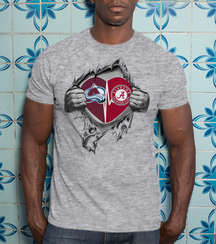 Colorado Avalanche Alabama Crimson Tide Heart Tear T-Shirt
