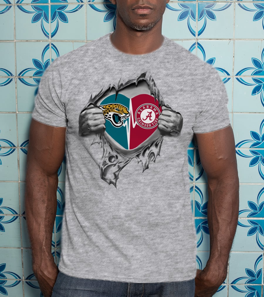 Jaguars Alabama Crimson Tide Dual Heart Blend T-Shirt