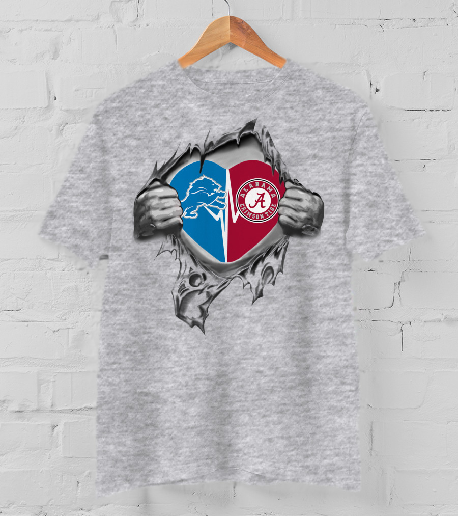 Lions Alabama Crimson Tide Heart T-Shirt