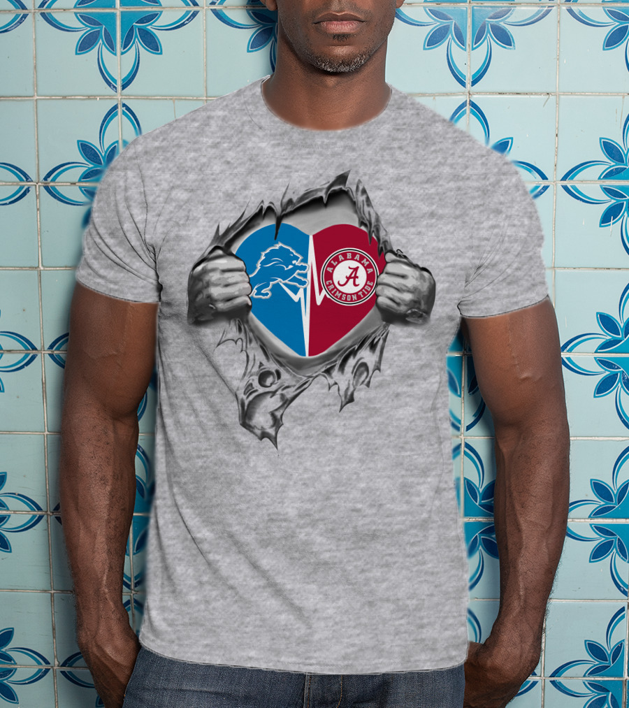 Lions Alabama Crimson Tide Heart T-Shirt