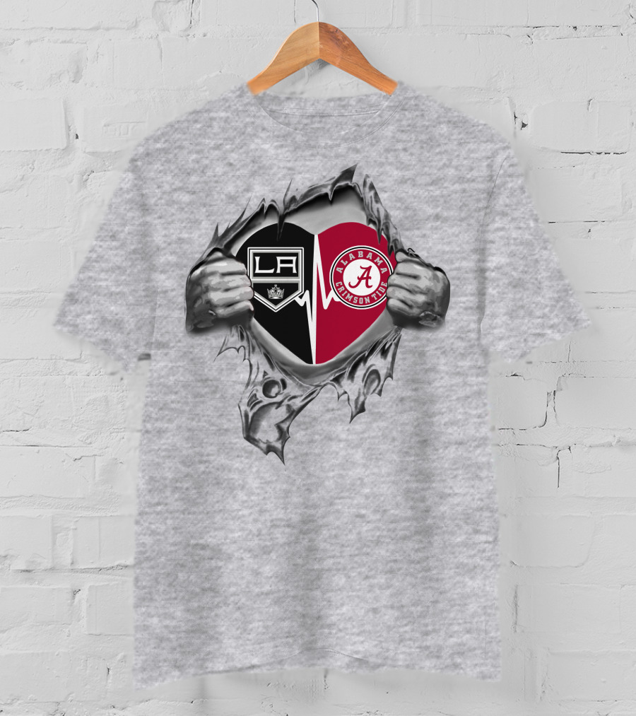 Los Angeles Kings Alabama Crimson Tide Heart T-Shirt