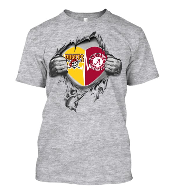 Pittsburgh Pirates Alabama Crimson Tide Heart T-Shirt
