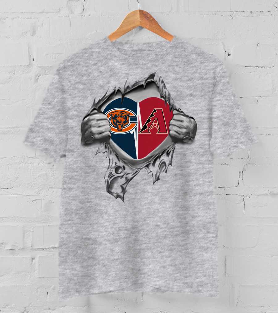 Bears Arizona Diamondbacks Heart Rip T-Shirt