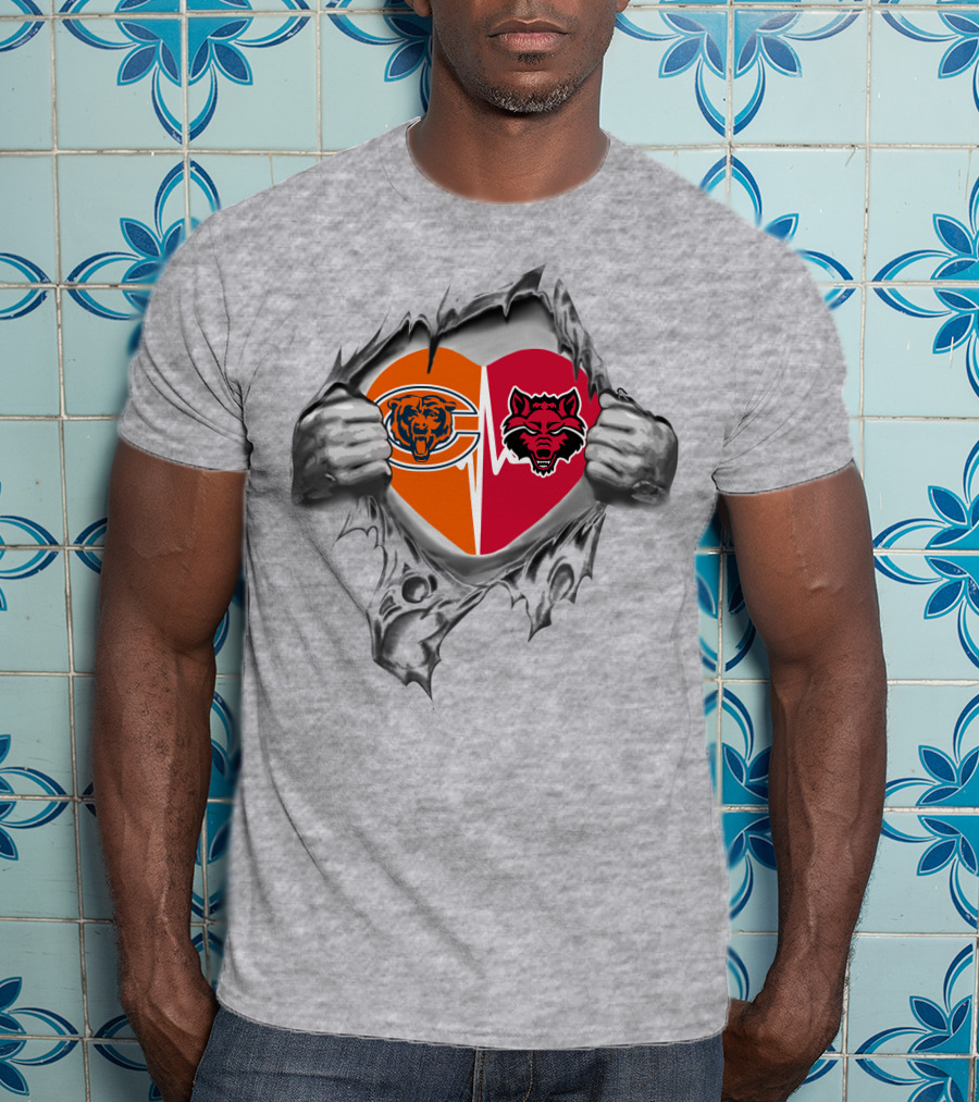 Bears Arkansas State Red Wolves Heart Logo Fan Pride T-Shirt