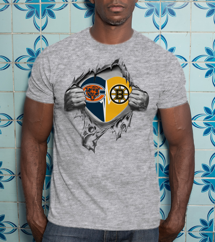 Bears Boston Bruins Heart Logo Fan Pride T-Shirt