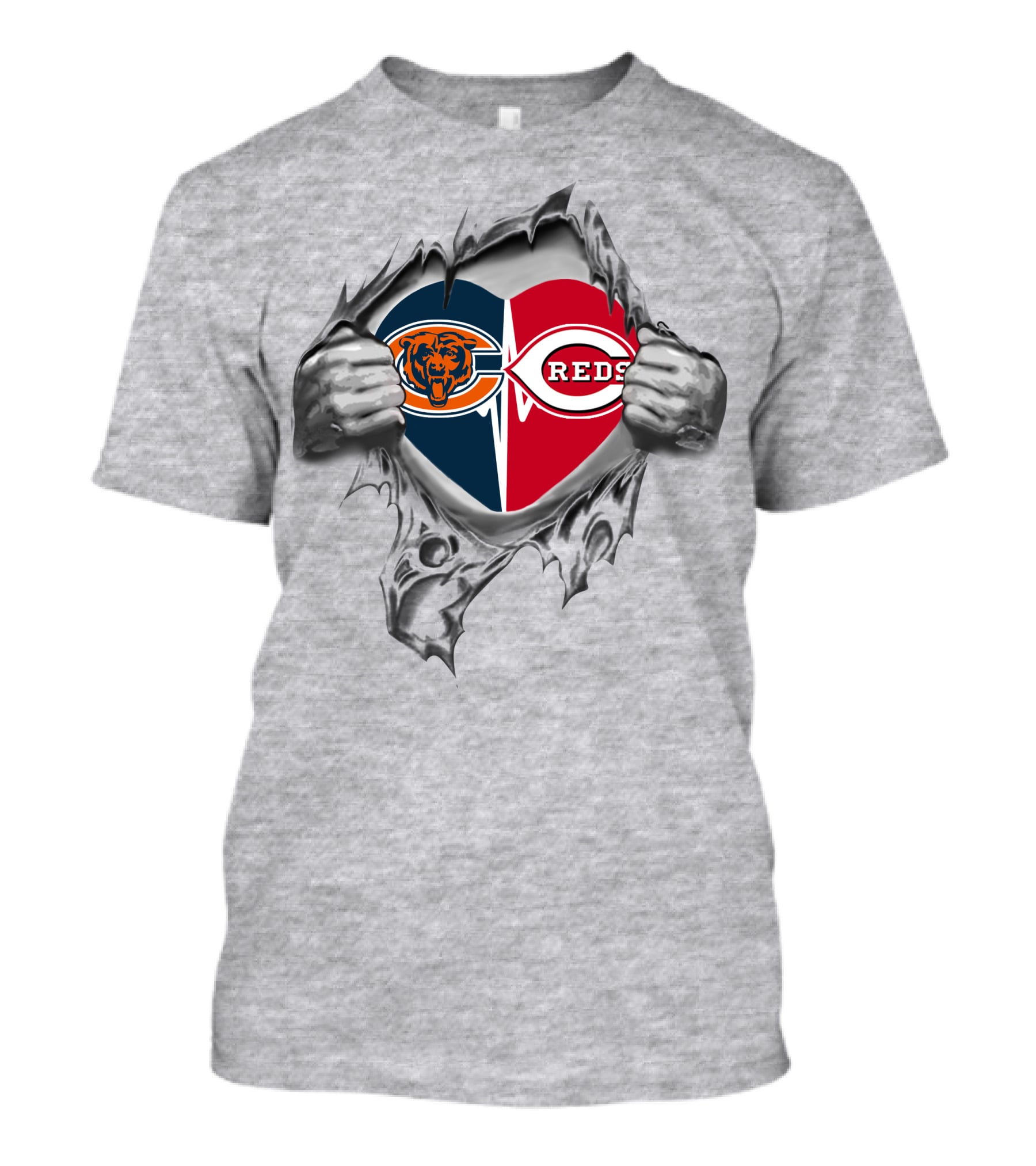 Bears Reds Heart Torn Fabric T-Shirt