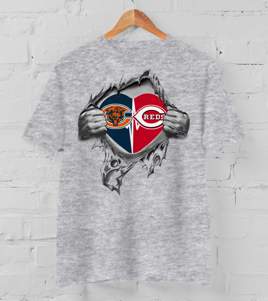 Bears Reds Heart Torn Fabric T-Shirt