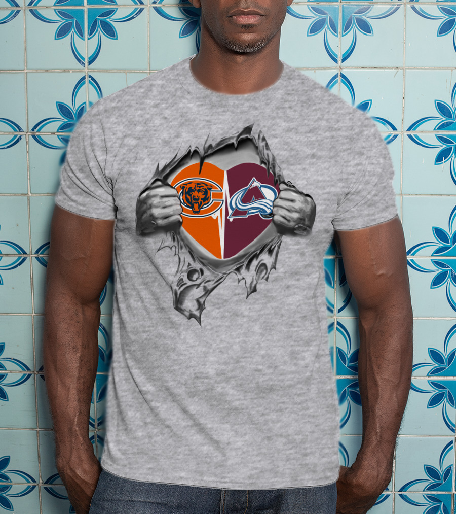 Bears Colorado Avalanche Heart Rip T-Shirt