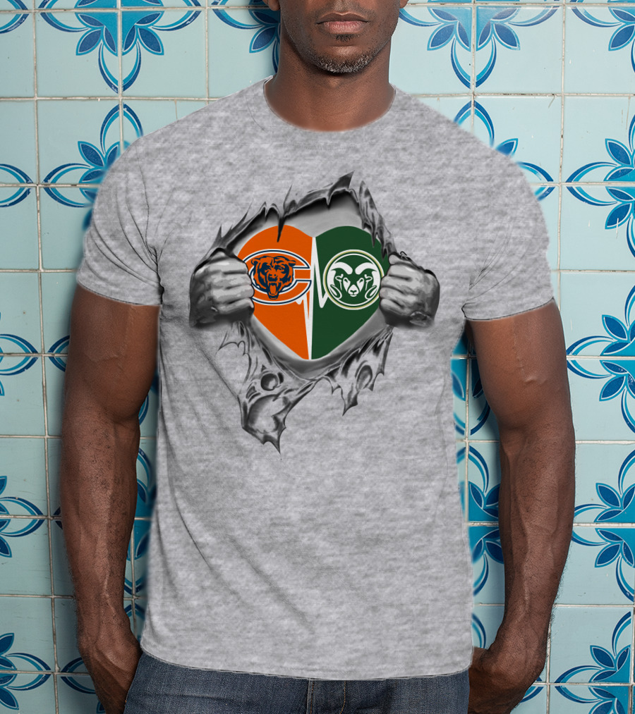 Bears Colorado State Rams Heart Torn Open With Logos T-Shirt