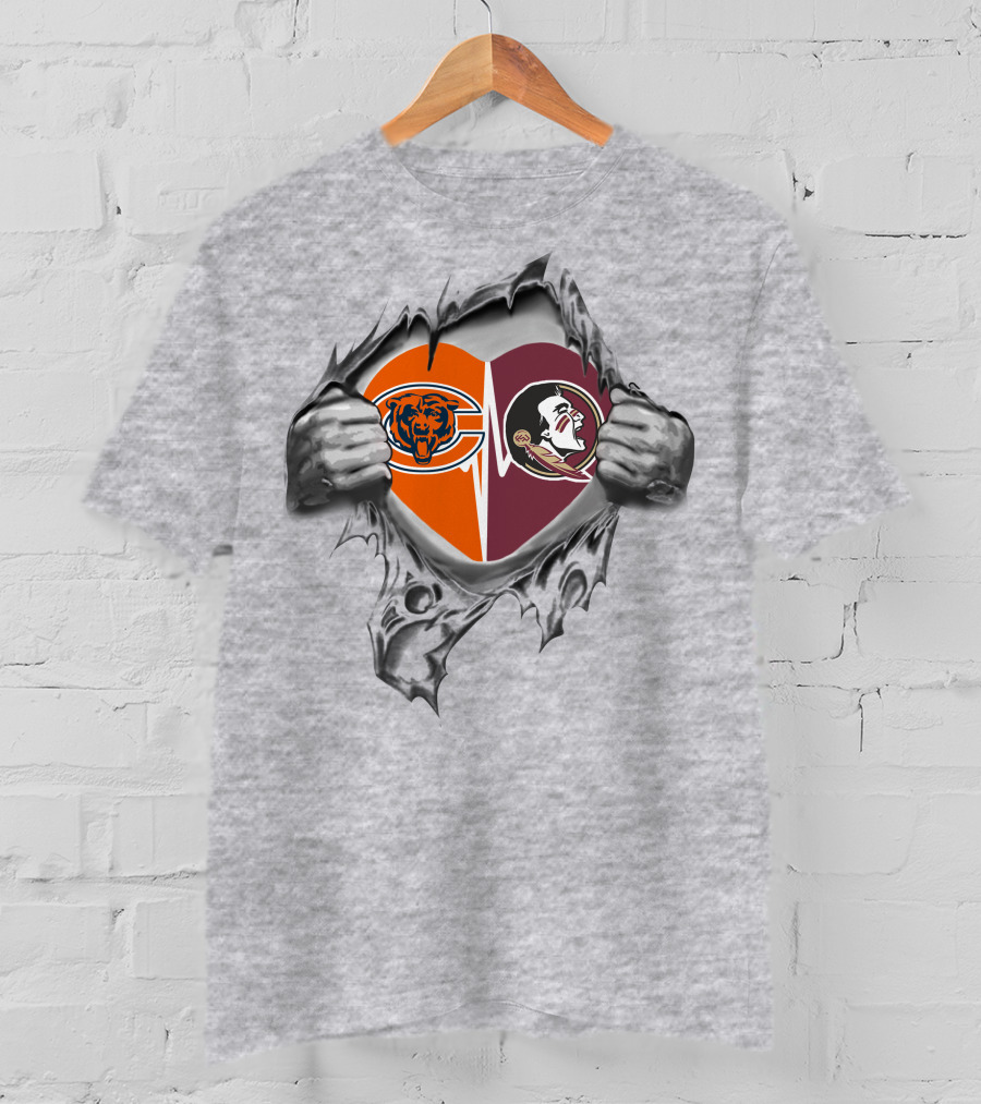 Bears Florida State Seminoles Heart T-Shirt