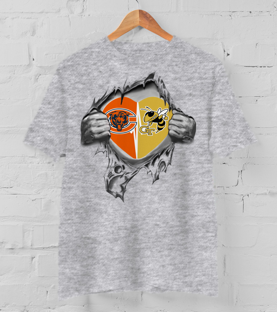 Bears Georgia Tech Yellow Jackets Heart Chicago Football Gt Spirit T-Shirt
