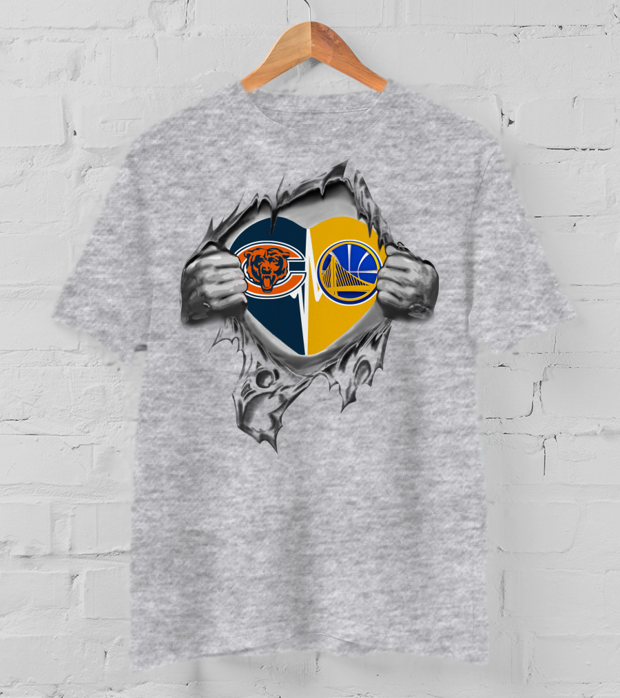 Bears Golden State Warriors Heart Logo Combo Fan Pride T-Shirt