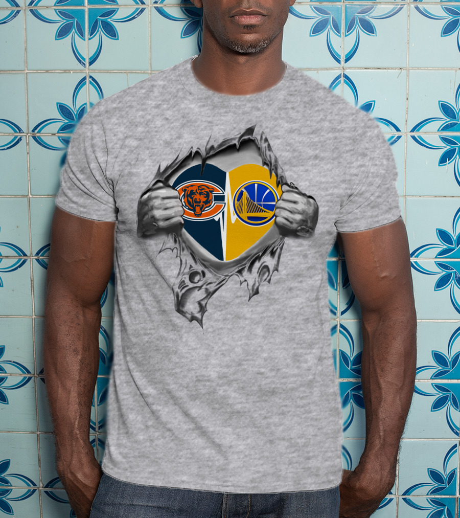 Bears Golden State Warriors Heart Logo Combo Fan Pride T-Shirt