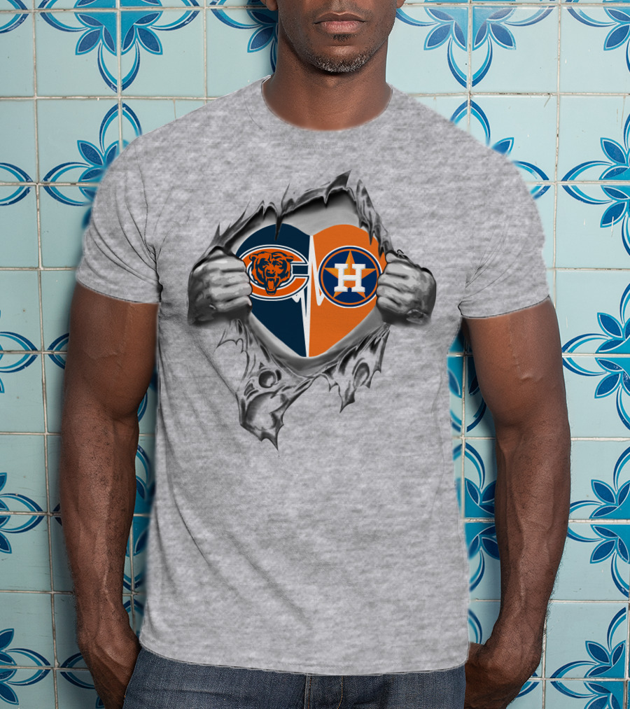 Bears Houston Astros Heart Emblem Collaboration T-Shirt