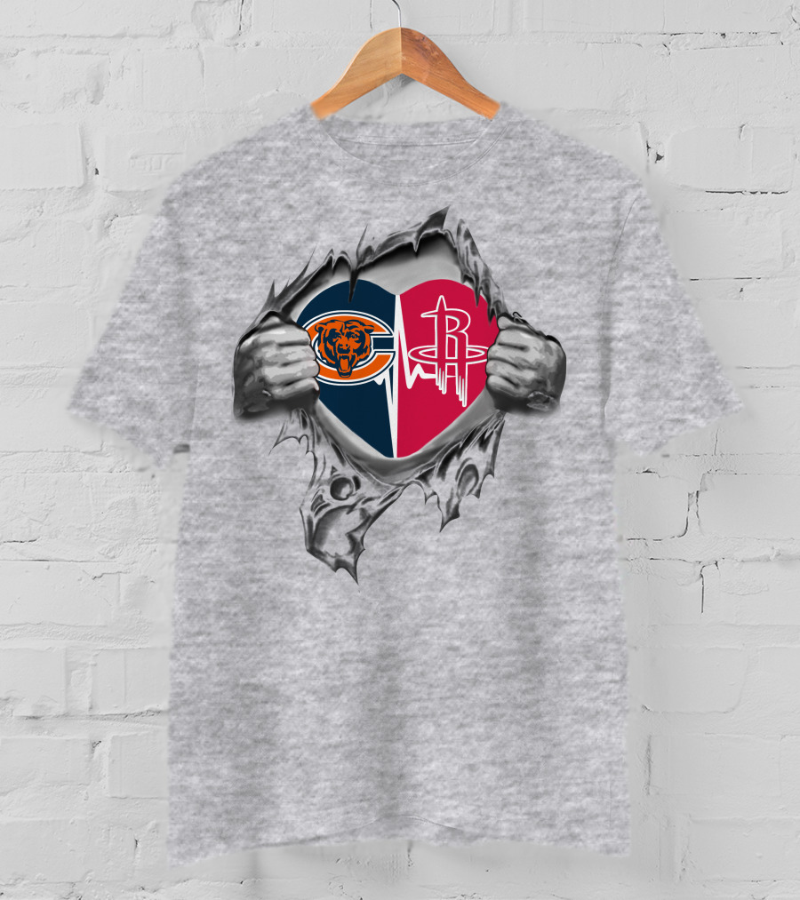 Bears Houston Rockets Heart Torn T-Shirt