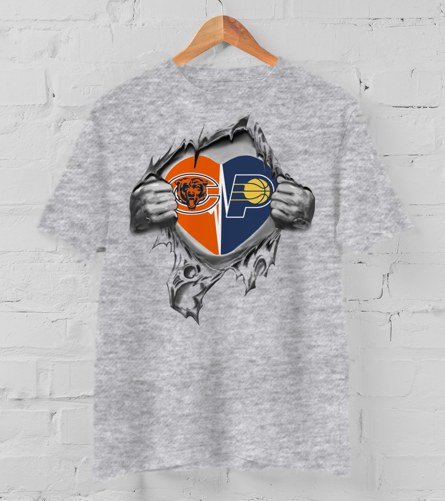 Bears Indiana Pacers Heart Logo Tear T-Shirt