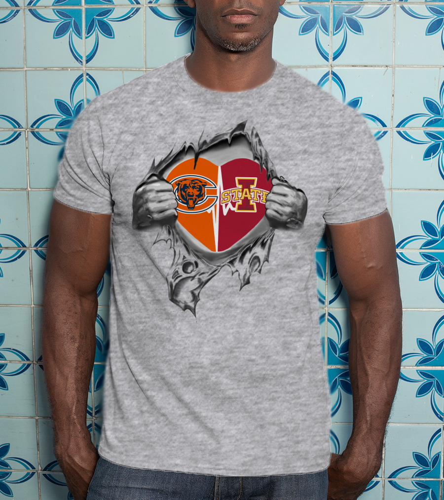 Chicago Bears Iowa State Cyclones Heart Logo Blend T-Shirt