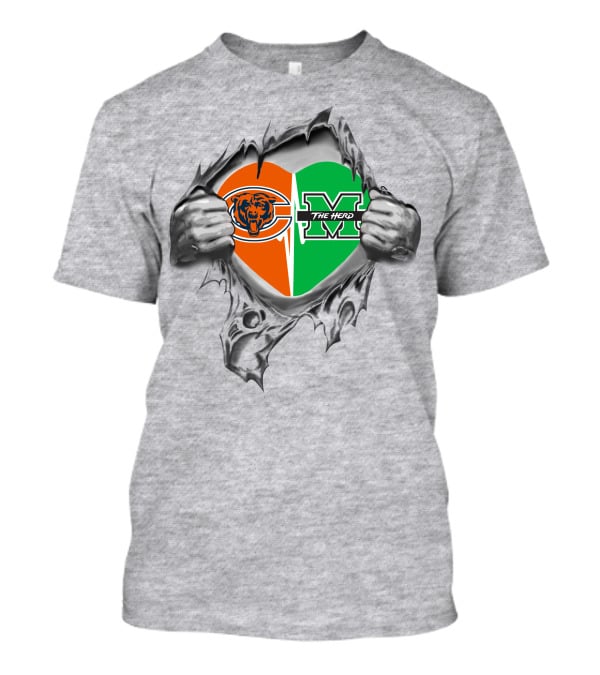 Bears Thundering Herd Heart Logo Breakthrough T-Shirt