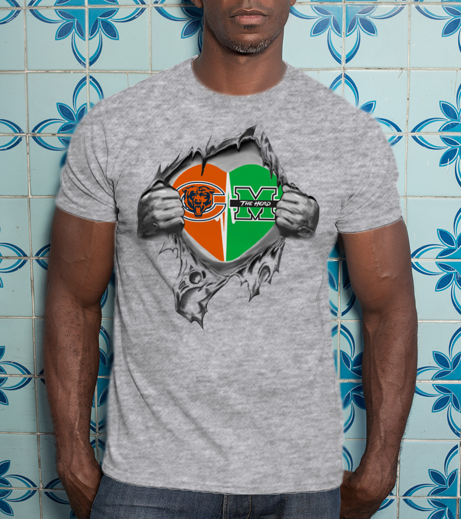 Bears Thundering Herd Heart Logo Breakthrough T-Shirt