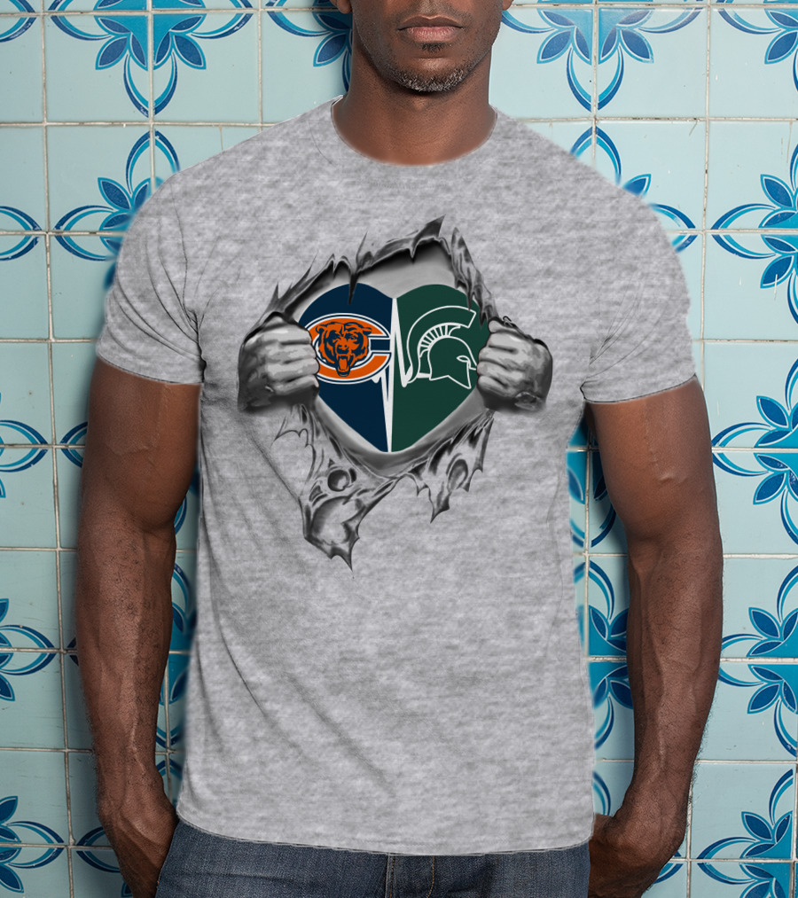 Bears Michigan State Spartans Heart Logo Combination T-Shirt