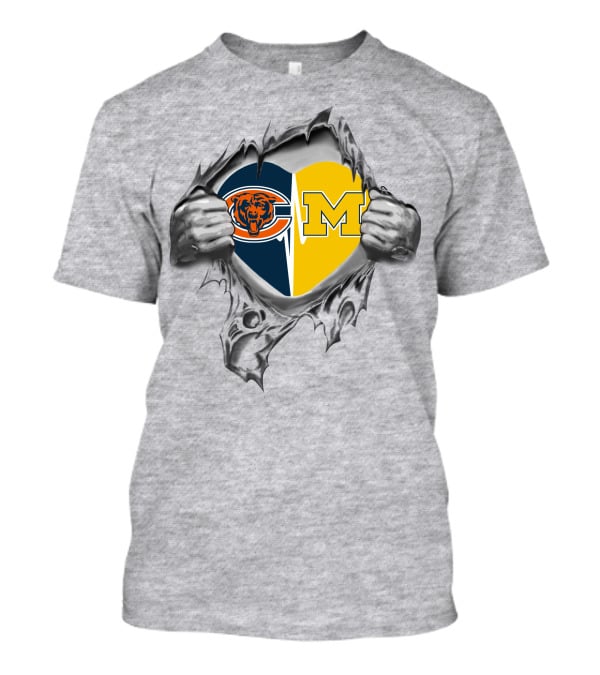 Bears Michigan Wolverines Heart Chicago Football U Of M Loyalty T-Shirt