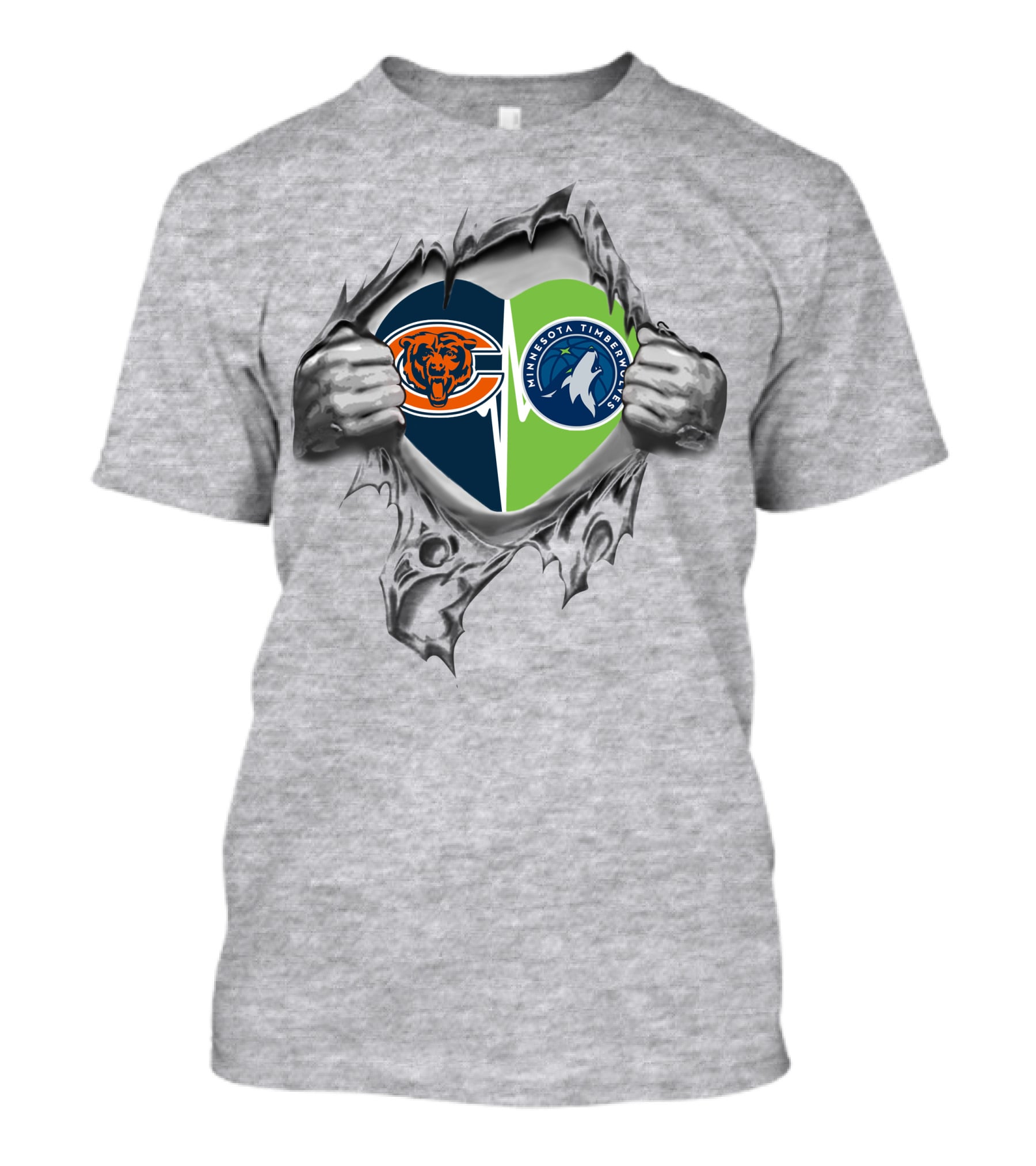 Bears Minnesota Timberwolves Heart Logo Tearing T-Shirt