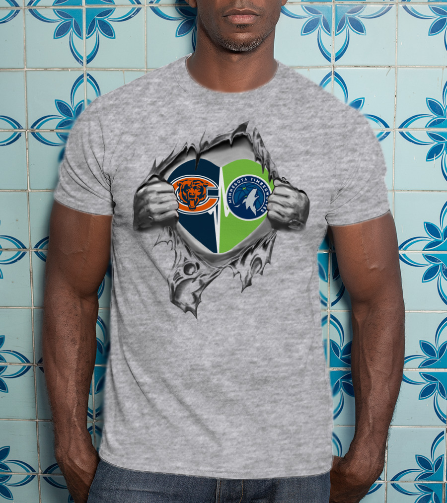 Bears Minnesota Timberwolves Heart Logo Tearing T-Shirt