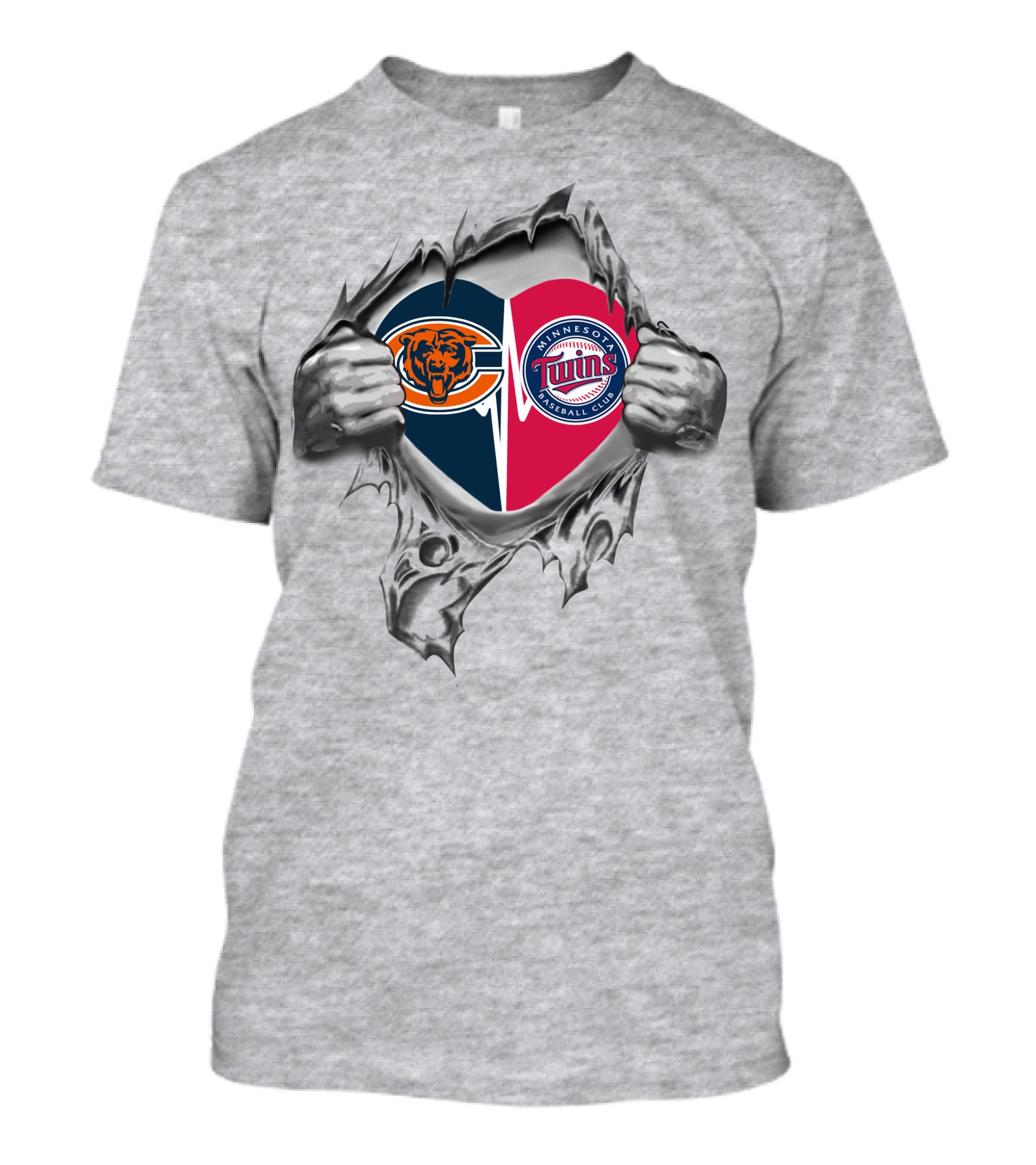 Bears Minnesota Twins Heart Logo Torn T-Shirt