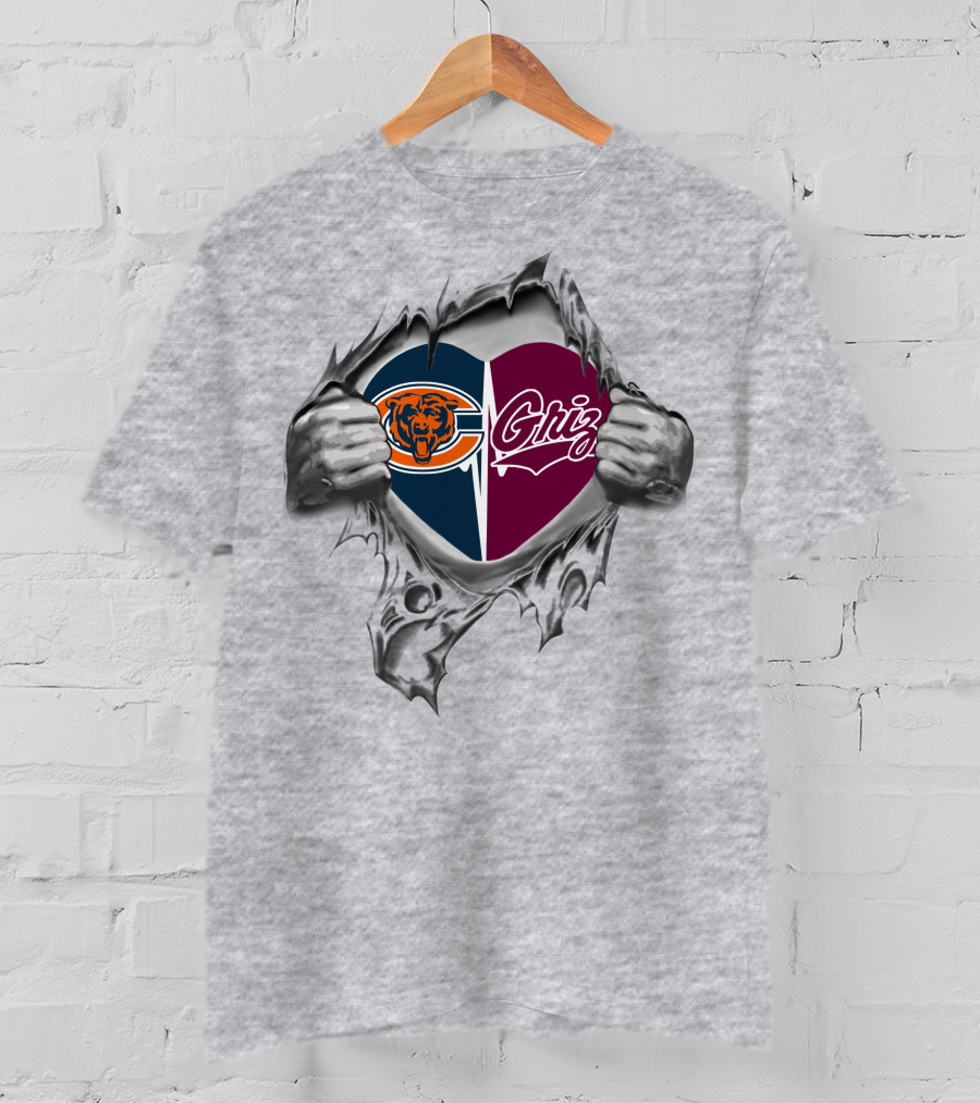 Bears Griz Heart Chicago Montana Grizzlies Fan Love T-Shirt