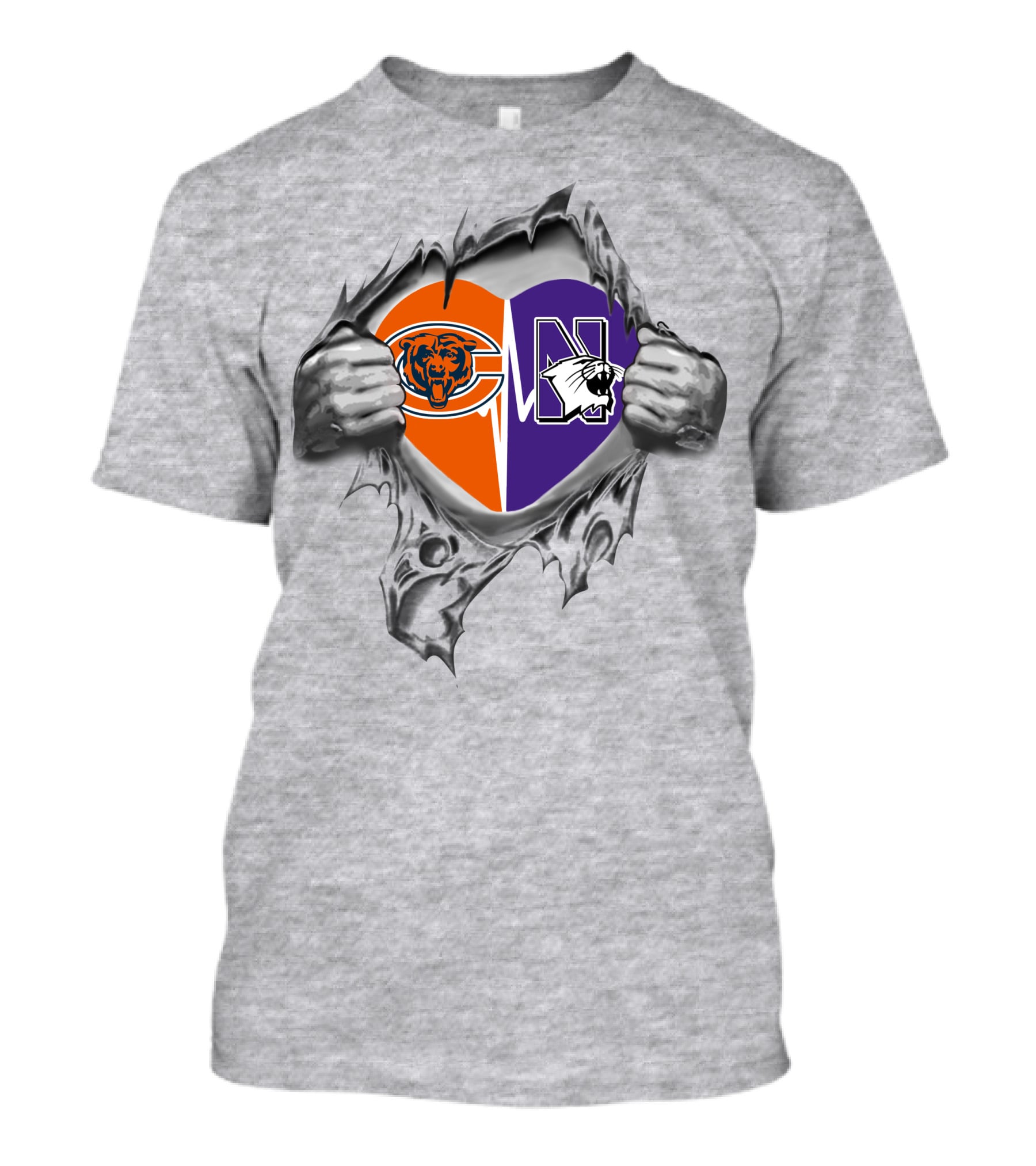 Bears Northwestern Wildcats Heart T-Shirt