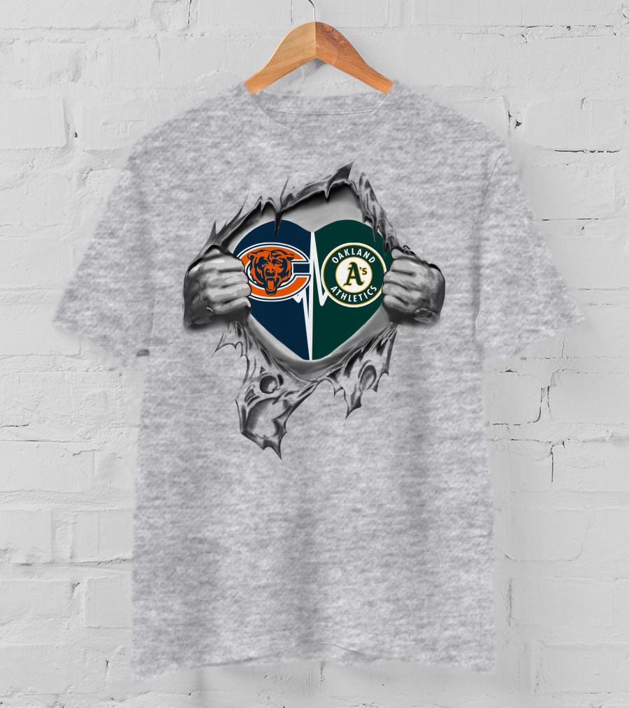 Bears Oakland Athletics Heart T-Shirt