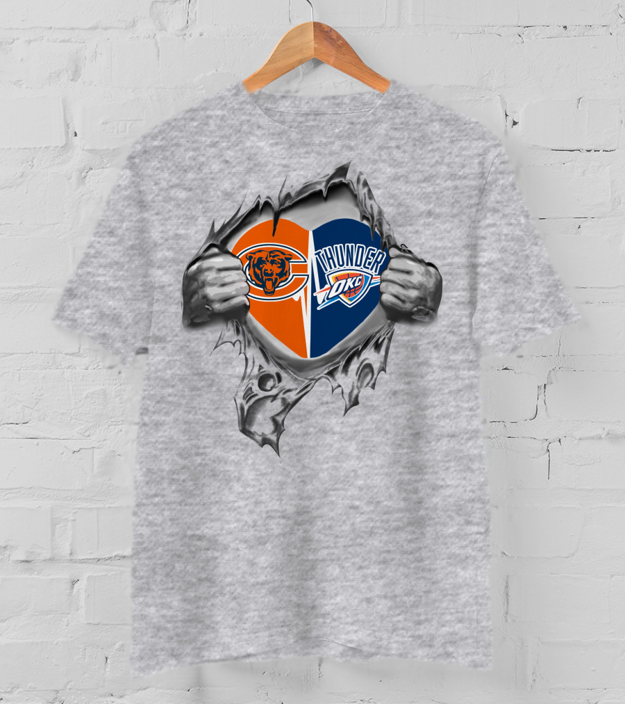Bears Okc Thunder Heart Torn Reveal T-Shirt
