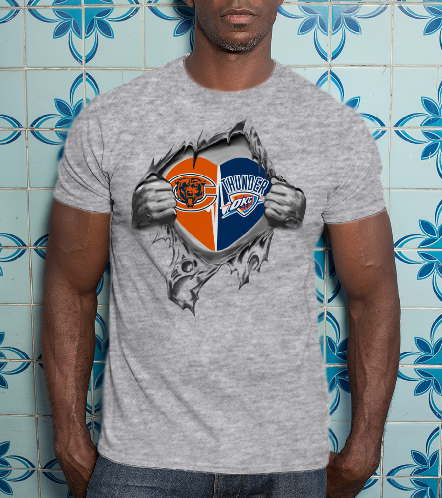 Bears Okc Thunder Heart Torn Reveal T-Shirt