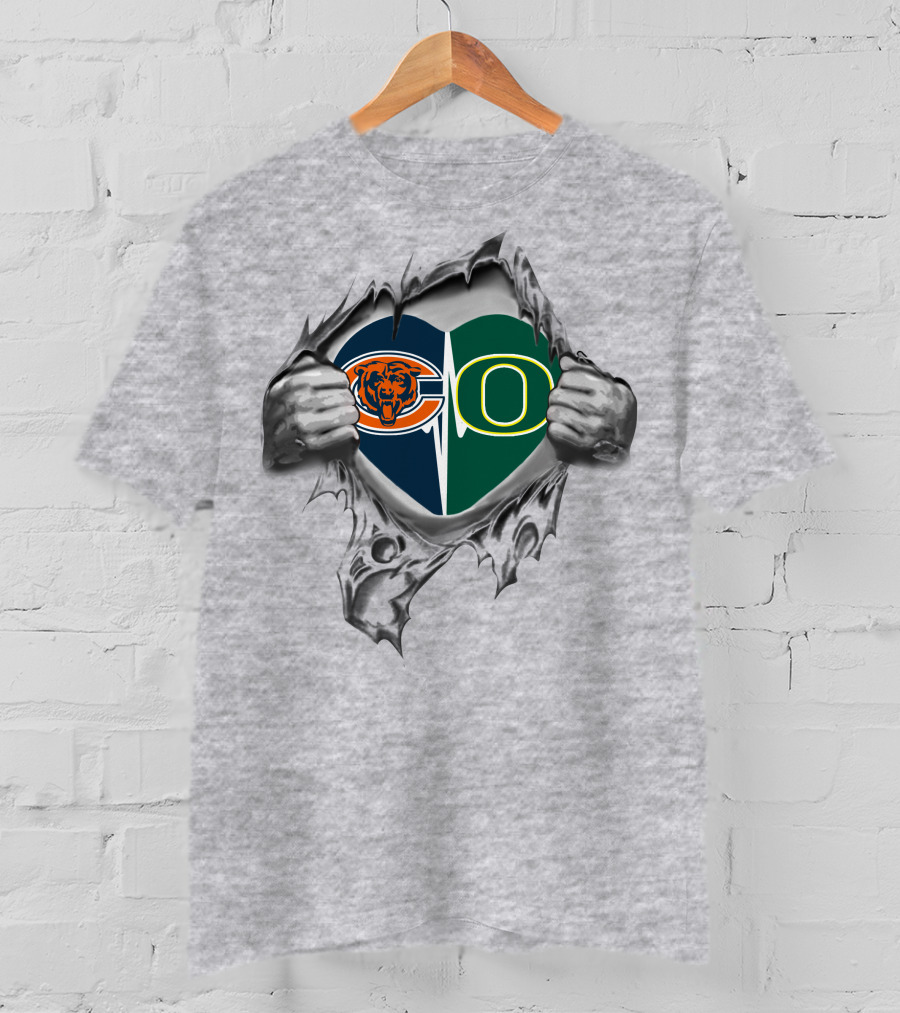 Bears Oregon Ducks Heart Logo Torn T-Shirt