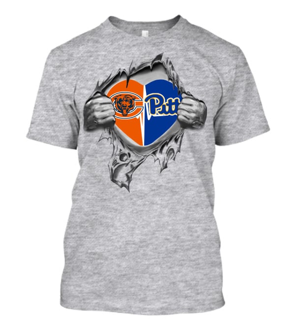 Bears Pittsburgh Panthers Heart Split Sports Passion T-Shirt