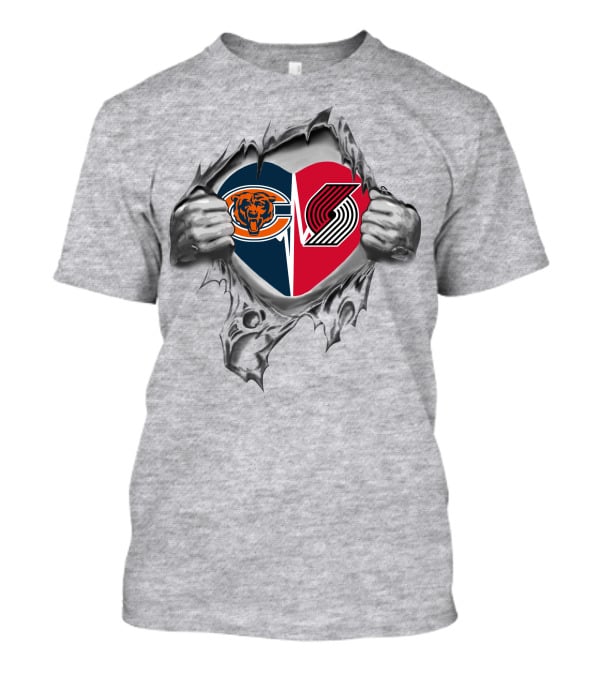 Bears Portland Trail Blazers Heart Design With Logos T-Shirt
